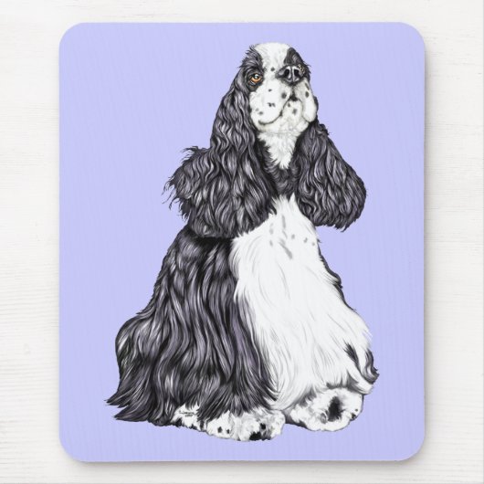 Cocker Spaniel BW Parti Mousepad (Vorne)