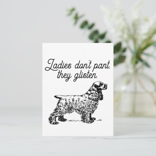 Cocker Spaniel Cartoon mit Funny Pet Joke Postkarte (Stehend Vorderseite)