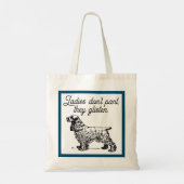 Cocker Spaniel Cartoon mit Funny Pet Joke Tragetasche (Rückseite)