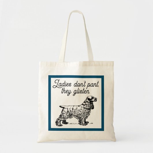 Cocker Spaniel Cartoon mit Funny Pet Joke Tragetasche (Vorne)