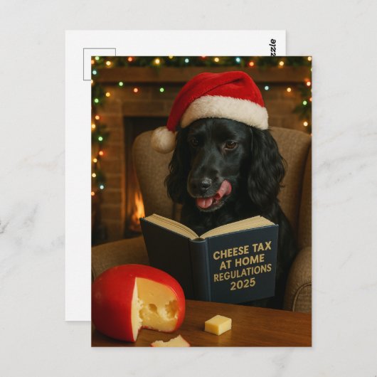 Cocker spaniel 'Cheese Tax' Christmas postcard Postkarte (Vorne/Hinten)