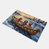 Cocker Spaniel Christmas Boat Holiday Fußmatte (Schrägansicht)