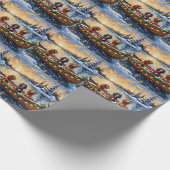 Cocker Spaniel Christmas Boat Holiday Geschenkpapier (Ecke)
