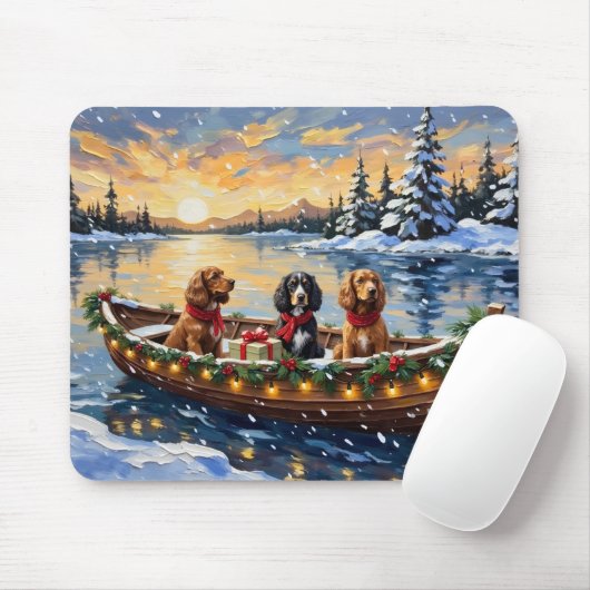 Cocker Spaniel Christmas Boat Holiday Mousepad (Mit Mouse)