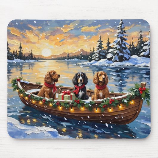 Cocker Spaniel Christmas Boat Holiday Mousepad (Vorne)