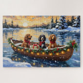 Cocker Spaniel Christmas Boat Holiday Puzzle (Horizontal)
