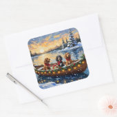 Cocker Spaniel Christmas Boat Holiday Quadratischer Aufkleber (Umschlag)