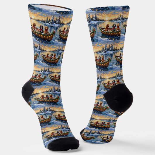 Cocker Spaniel Christmas Boat Holiday Socken (Gewinkelt)