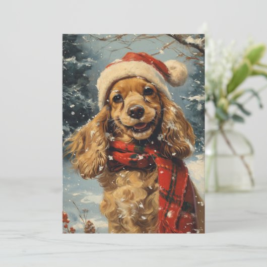 Cocker Spaniel Christmas Feiertagskarte (Stehend Vorderseite)
