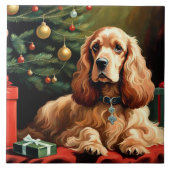 Cocker Spaniel Christmas Fliese (Vorderseite)