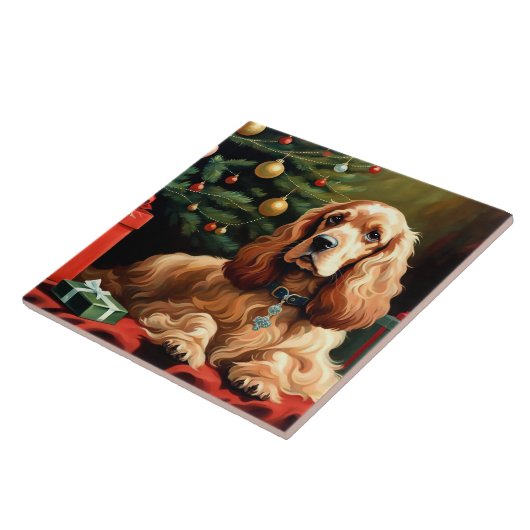 Cocker Spaniel Christmas Fliese (Seite)