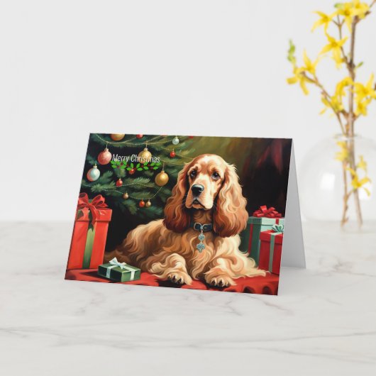 Cocker Spaniel Christmas Karte (Gelbe Blume)
