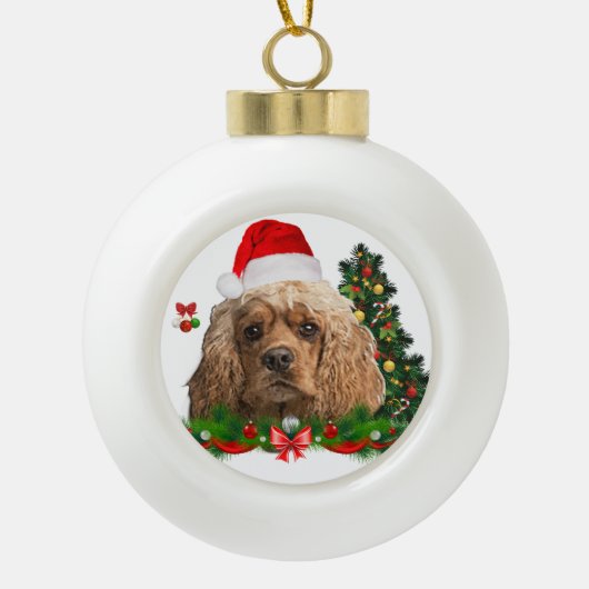 Cocker Spaniel Christmas Keramik Kugel-Ornament (Vorderseite)