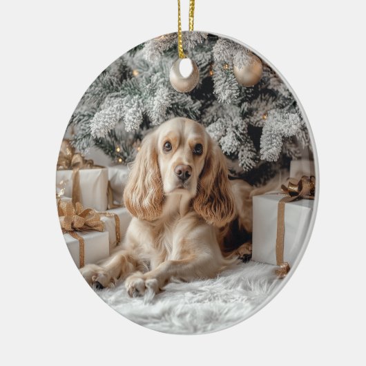 Cocker Spaniel Christmas Keramik Ornament (Links)