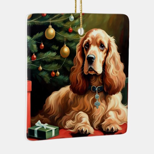 Cocker Spaniel Christmas Keramikornament (Rechts)