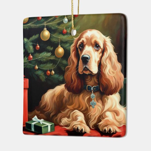 Cocker Spaniel Christmas Keramikornament (Links)
