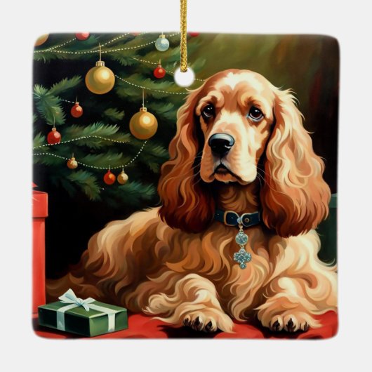 Cocker Spaniel Christmas Keramikornament (Rückseite)