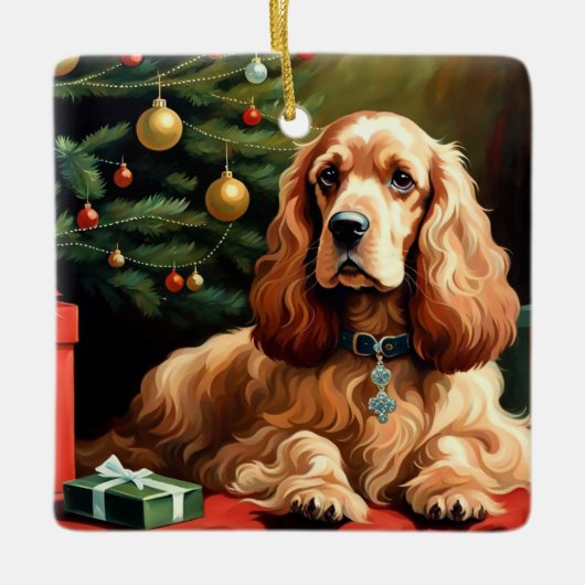 Cocker Spaniel Christmas Keramikornament (Vorderseite)