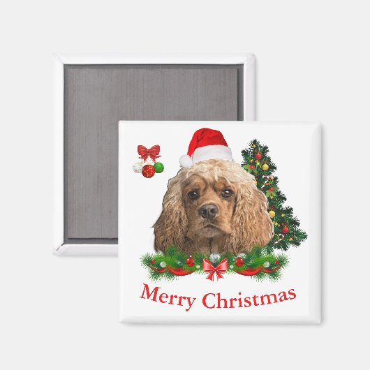 Cocker Spaniel Christmas Magnet (Vorderseite/Rückseite)