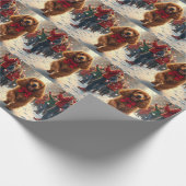 Cocker Spaniel Christmas Parade Holiday Painting Geschenkpapier (Ecke)