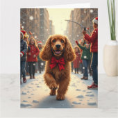 Cocker Spaniel Christmas Parade Holiday Painting Karte (Vorderseite)