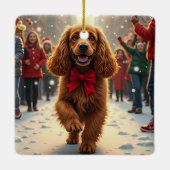 Cocker Spaniel Christmas Parade Holiday Painting Keramikornament (Rückseite)