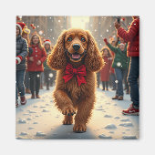Cocker Spaniel Christmas Parade Holiday Painting Magnet (Vorne)