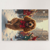 Cocker Spaniel Christmas Parade Holiday Painting Puzzle (Horizontal)
