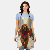 Cocker Spaniel Christmas Parade Holiday Painting Schürze (Getragen)