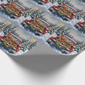 Cocker Spaniel Christmas Red Truck Holiday Geschenkpapier (Ecke)