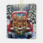 Cocker Spaniel Christmas Red Truck Holiday Keramikornament (Links)