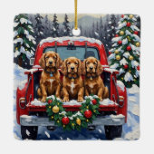 Cocker Spaniel Christmas Red Truck Holiday Keramikornament (Rückseite)