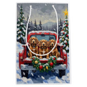 Cocker Spaniel Christmas Red Truck Holiday Mittlere Geschenktüte (Vorderseite)