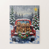 Cocker Spaniel Christmas Red Truck Holiday Puzzle (Vertikal)