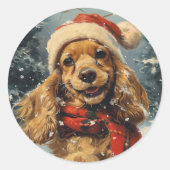 Cocker Spaniel Christmas Runder Aufkleber (Vorderseite)