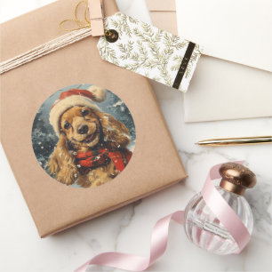 Cocker Spaniel Christmas Runder Aufkleber