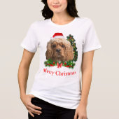 Cocker Spaniel Christmas Tri-Blend Shirt (Vorderseite)