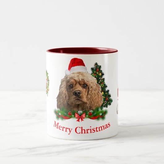Cocker Spaniel Christmas Zweifarbige Tasse (Mittel)