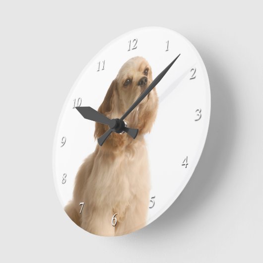 Cocker Spaniel Clock Runde Wanduhr (Winkel)