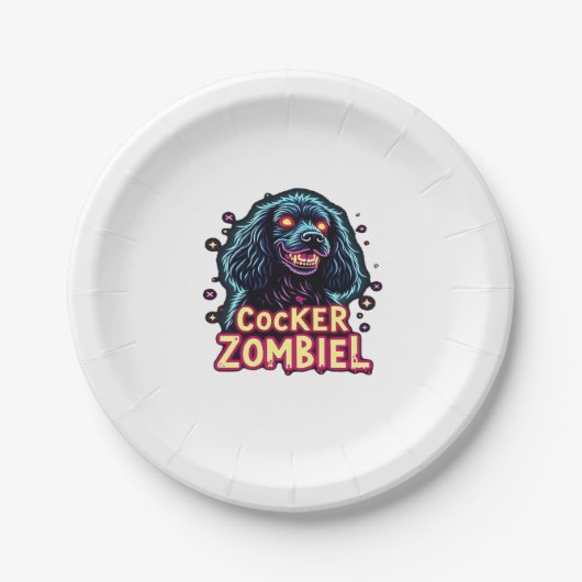 Cocker Spaniel Cockie Zombie Dog Halloween Essenti Pappteller (Vorderseite)