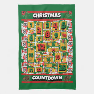 Cocker Spaniel Countdown Weihnachts-Adventskalende Geschirrtuch