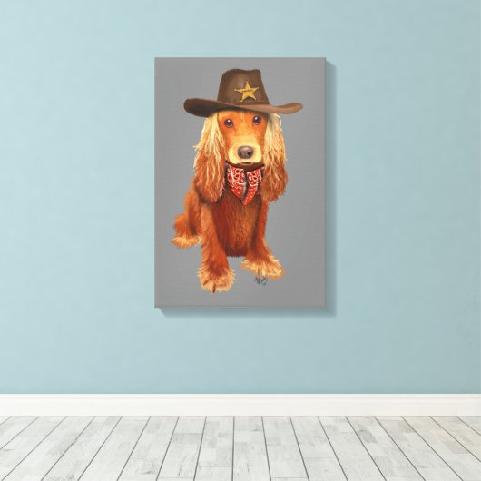 Cocker Spaniel Cowboy Leinwanddruck (Insitu (Holzboden))