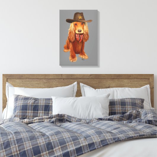 Cocker Spaniel Cowboy Leinwanddruck (Insitu (Schlafzimmer))