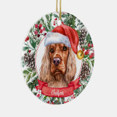 Cocker Spaniel Custom Weihnachtsmannmütze Weihnach Keramik Ornament (Rechts)