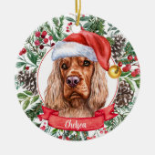 Cocker Spaniel Custom Weihnachtsmannmütze Weihnach Keramik Ornament (Vorne)