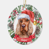 Cocker Spaniel Custom Weihnachtsmannmütze Weihnach Keramik Ornament (Links)