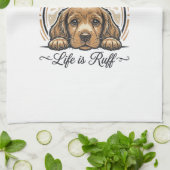 Cocker Spaniel Dad Life Is Ruff Vintage Dog Shirt_ Geschirrtuch (Gefaltet)