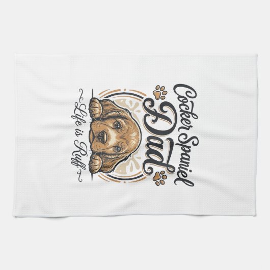 Cocker Spaniel Dad Life Is Ruff Vintage Dog Shirt_ Geschirrtuch (Horizontal)