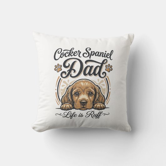Cocker Spaniel Dad Life Is Ruff Vintage Dog Shirt_ Kissen (Vorderseite)