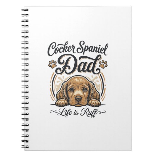 Cocker Spaniel Dad Life Is Ruff Vintage Dog Shirt_ Notizblock (Vorderseite)